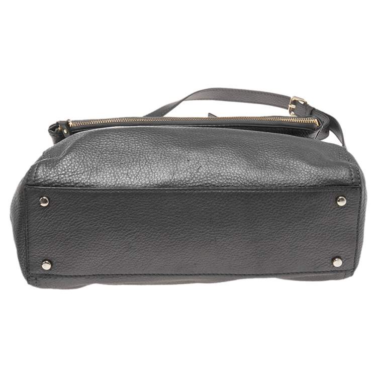 Pre Owned Kate Spade Metallic Grey Leather Flap Shoulder Bag