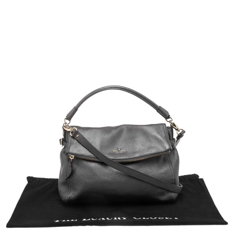 Pre Owned Kate Spade Metallic Grey Leather Flap Shoulder Bag