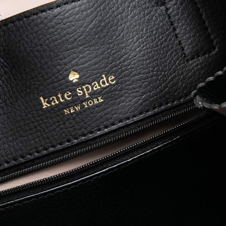 Pre Owned Kate Spade Black Leather Giorgia Vanderbilt Bow Guava Tote