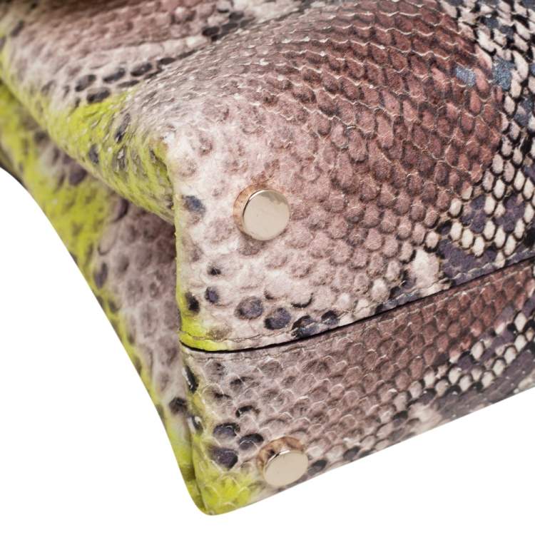 Pre Owned Kate Spade Multicolor Snakeskin Embossed Leather Nicola Twistlock Top Handle Bag