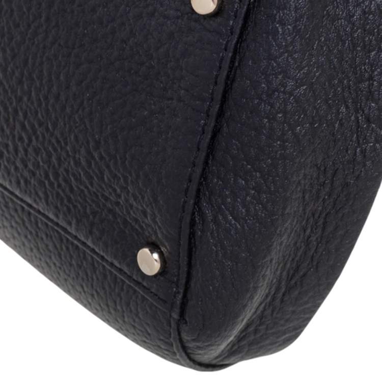 Pre Owned Kate Spade Black/White Leather Zip Satchel