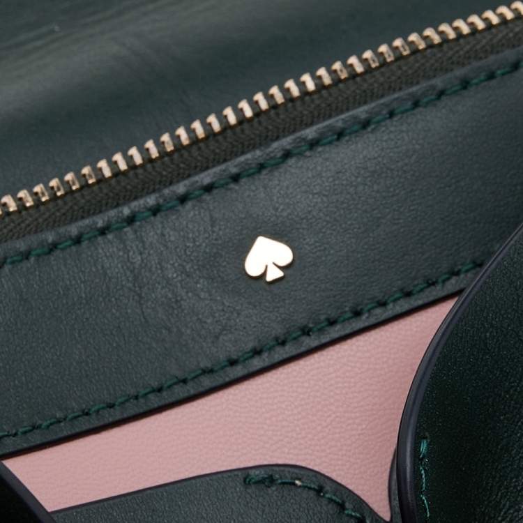Pre Owned Kate Spade Dark Green Leather Medium Nicola Twistlock Shoulder Bag