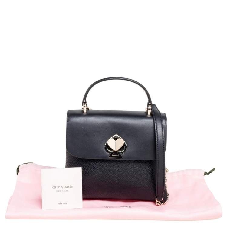Pre Owned Kate Spade Black Leather Mini Romy Twistlock Top Handle Bag