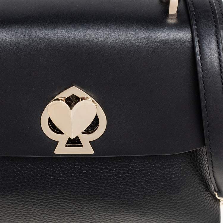 Pre Owned Kate Spade Black Leather Mini Romy Twistlock Top Handle Bag