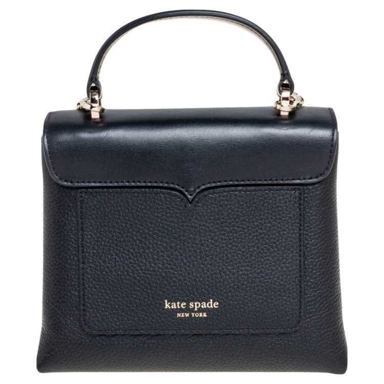 Pre Owned Kate Spade Black Leather Mini Romy Twistlock Top Handle Bag