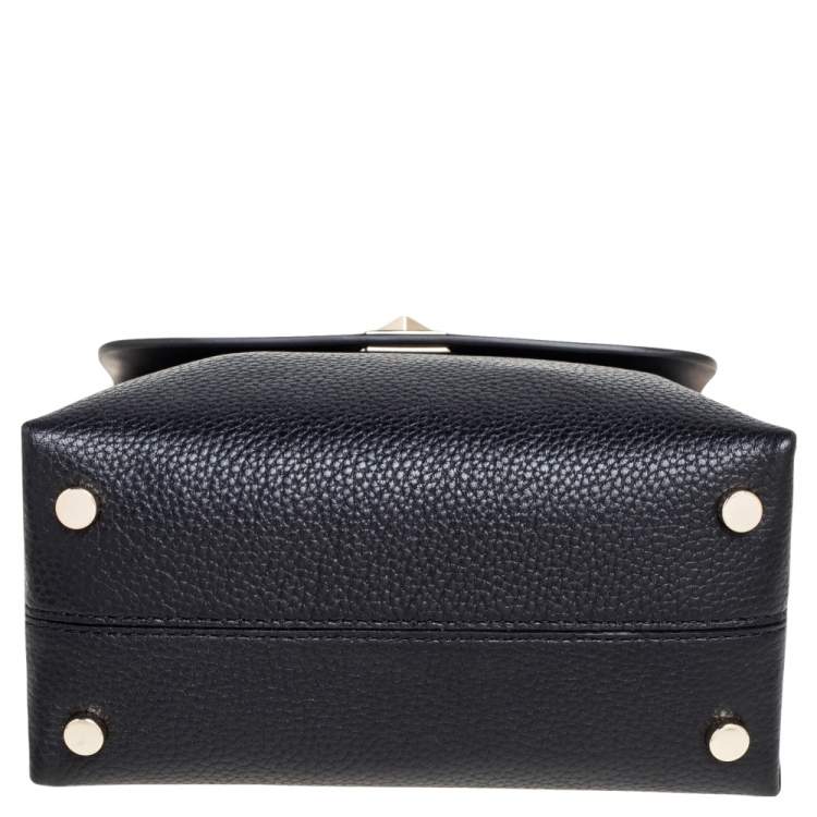 Pre Owned Kate Spade Black Leather Mini Romy Twistlock Top Handle Bag