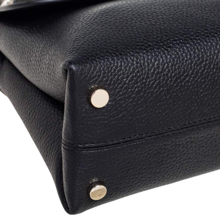 Pre Owned Kate Spade Black Leather Mini Romy Twistlock Top Handle Bag