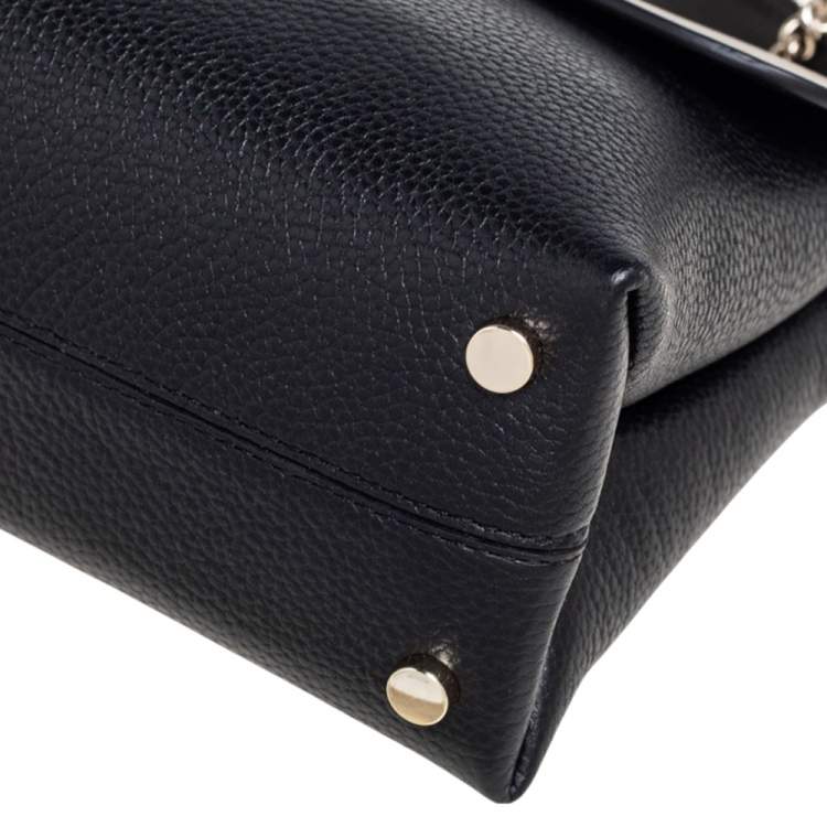 Pre Owned Kate Spade Black Leather Mini Romy Twistlock Top Handle Bag