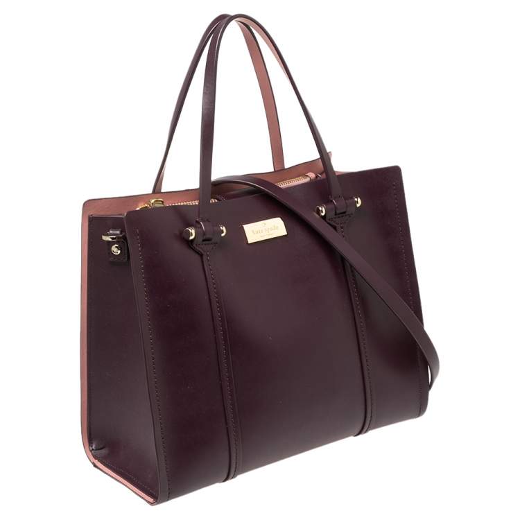 Pre Owned Kate Spade Burgundy Leather Small Arbour Hill Elodie Tote