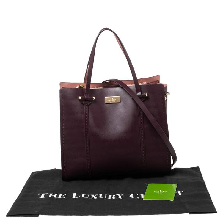 Pre Owned Kate Spade Burgundy Leather Small Arbour Hill Elodie Tote