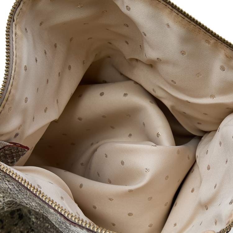 Pre Owned Kate Spade Metallic Two Tone Python Embossed Leather Top Handle Bag