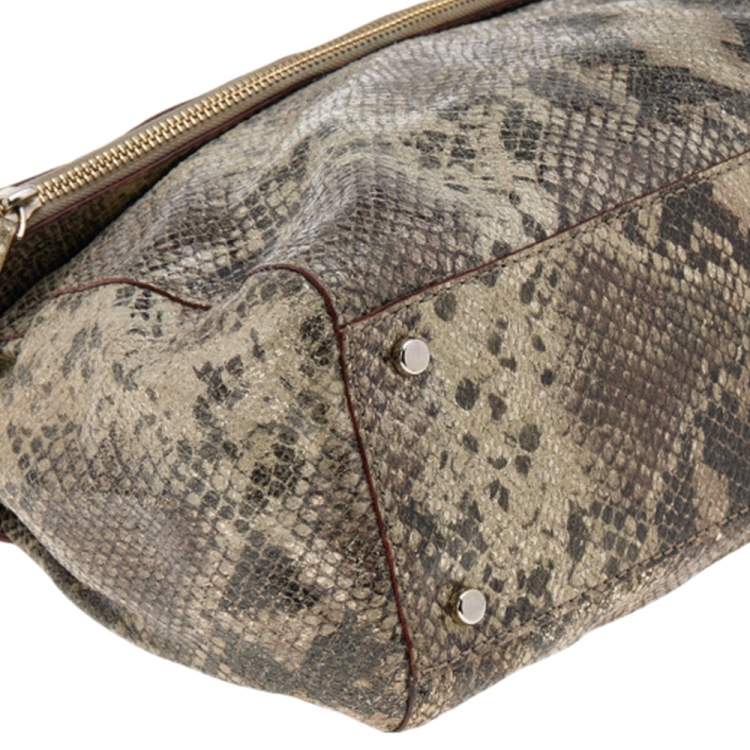 Pre Owned Kate Spade Metallic Two Tone Python Embossed Leather Top Handle Bag