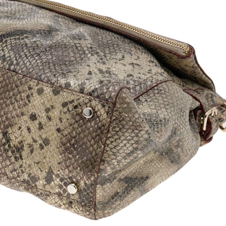 Pre Owned Kate Spade Metallic Two Tone Python Embossed Leather Top Handle Bag