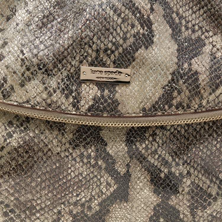 Pre Owned Kate Spade Metallic Two Tone Python Embossed Leather Top Handle Bag