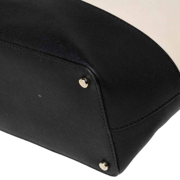 Pre Owned Kate Spade Black/Cream Saffiano Leather Top Zip Tote
