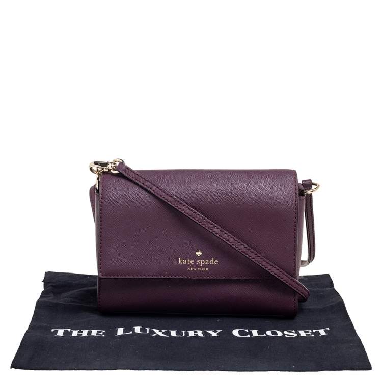 Pre Owned Kate Spade Plum Leather Cedar Street Magnolia Crossbody Bag