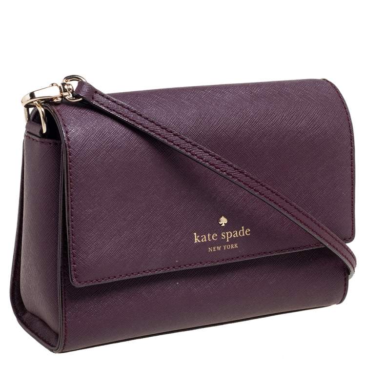 Pre Owned Kate Spade Plum Leather Cedar Street Magnolia Crossbody Bag