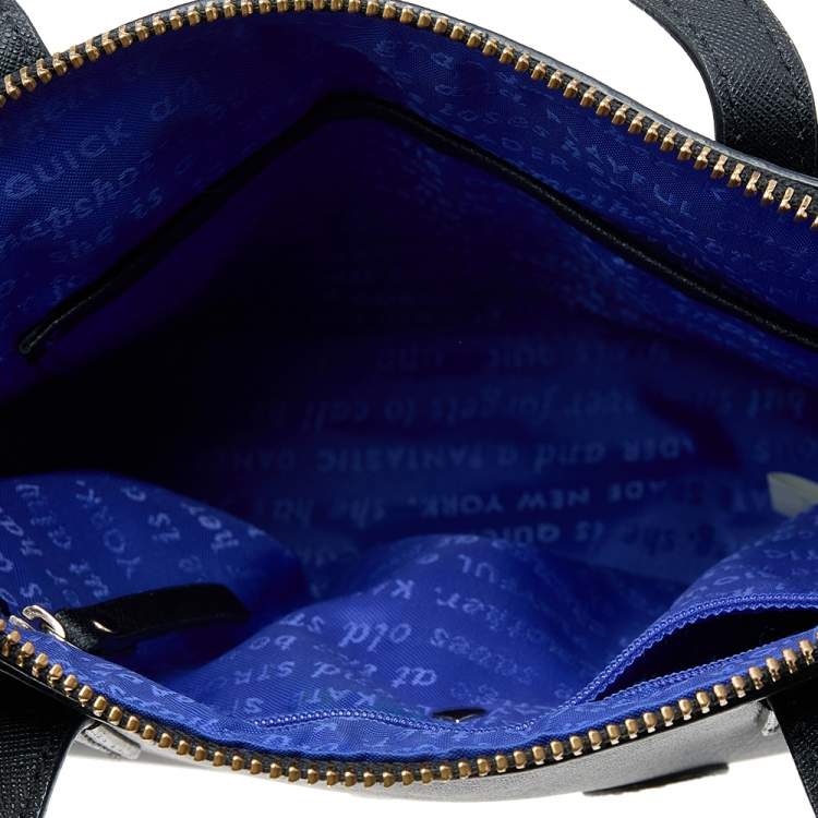 Pre Owned Kate Spade Black Leather Cat's Meow Cat Lottie Satchel