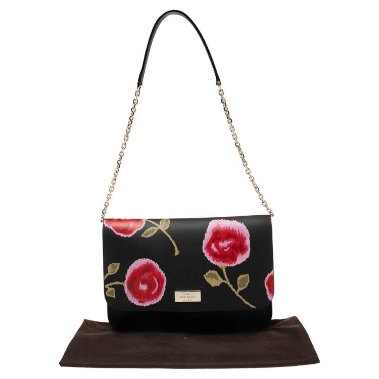 Pre Owned Kate Spade Black Leather Putnam Drive Hazy Rose Lizz Shoulder Bag 