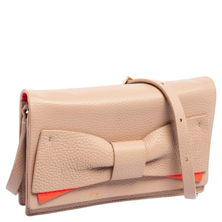 مملوكة مسبقًا Kate Spade Light Pink Leather Bow Flap Shoulder Bag