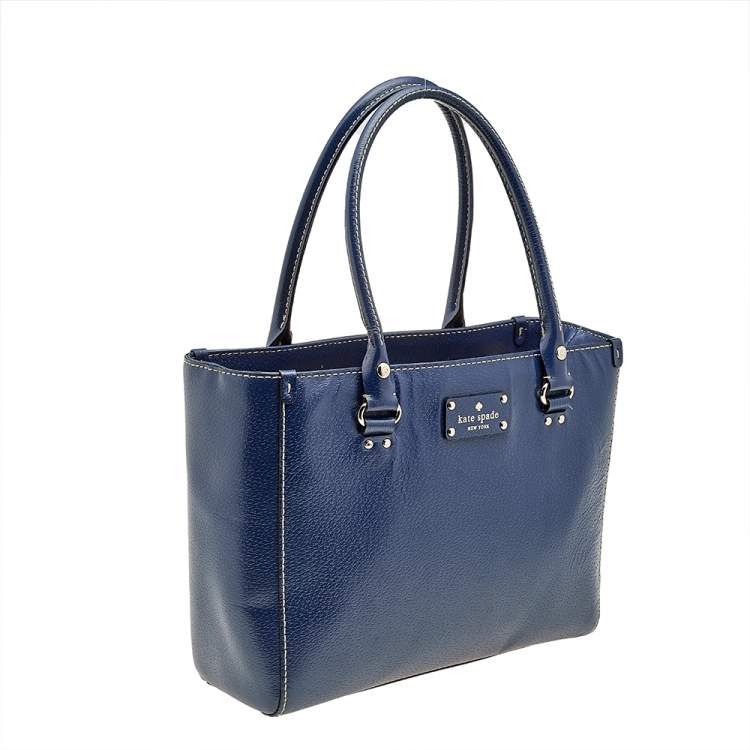 Pre Owned Kate Spade Blue Leather Wellesley Quinn Tote