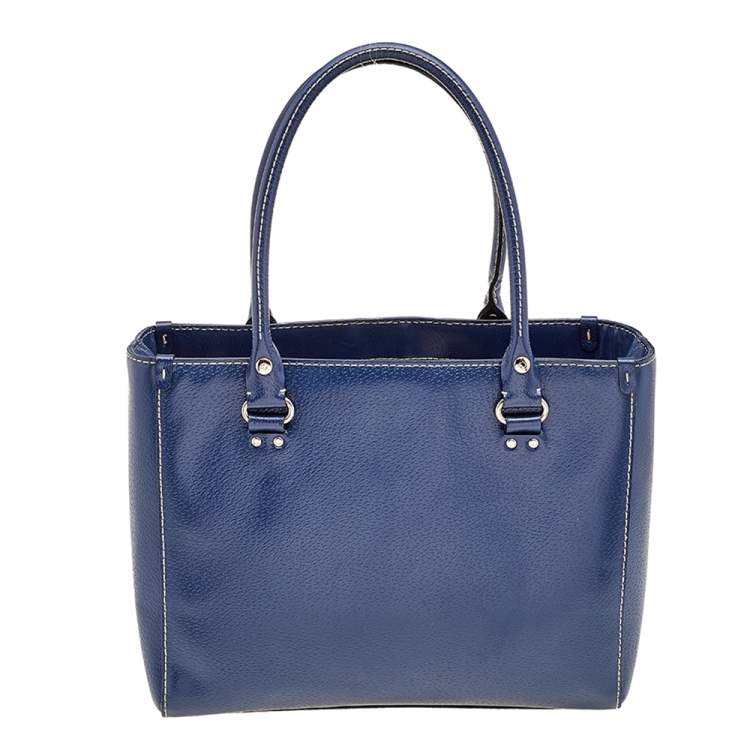 Pre Owned Kate Spade Blue Leather Wellesley Quinn Tote