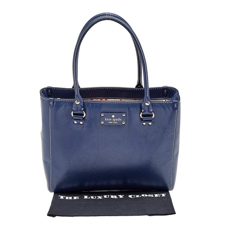 Pre Owned Kate Spade Blue Leather Wellesley Quinn Tote