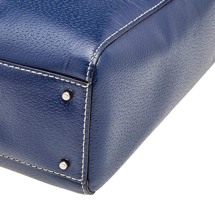 Pre Owned Kate Spade Blue Leather Wellesley Quinn Tote
