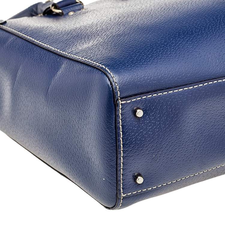 Pre Owned Kate Spade Blue Leather Wellesley Quinn Tote