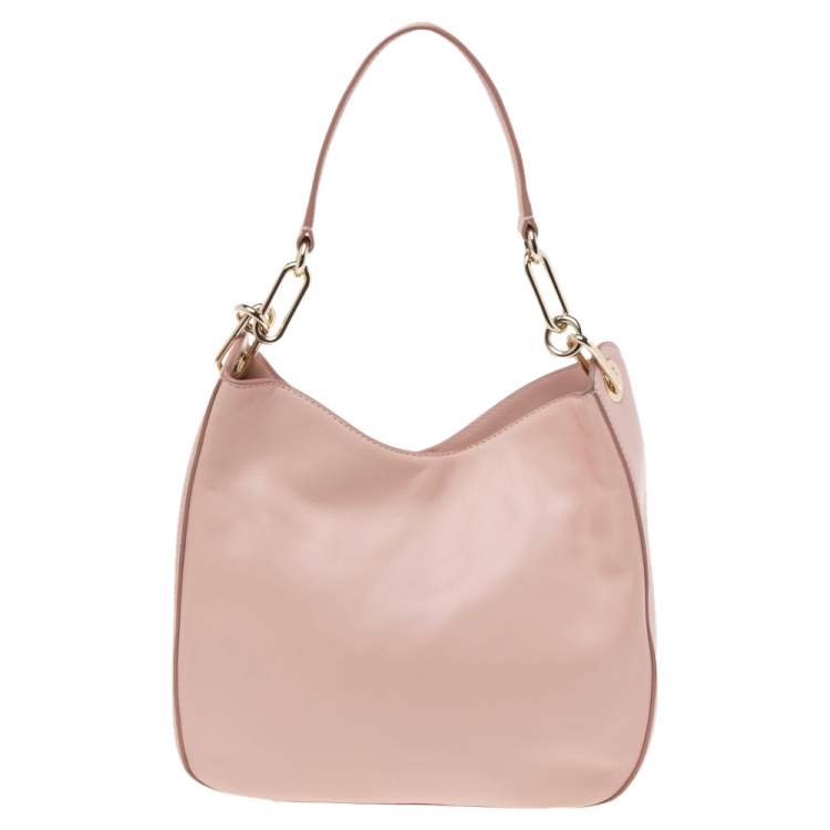 Pre Owned Kate Spade Light Pink Leather Snap Hobo