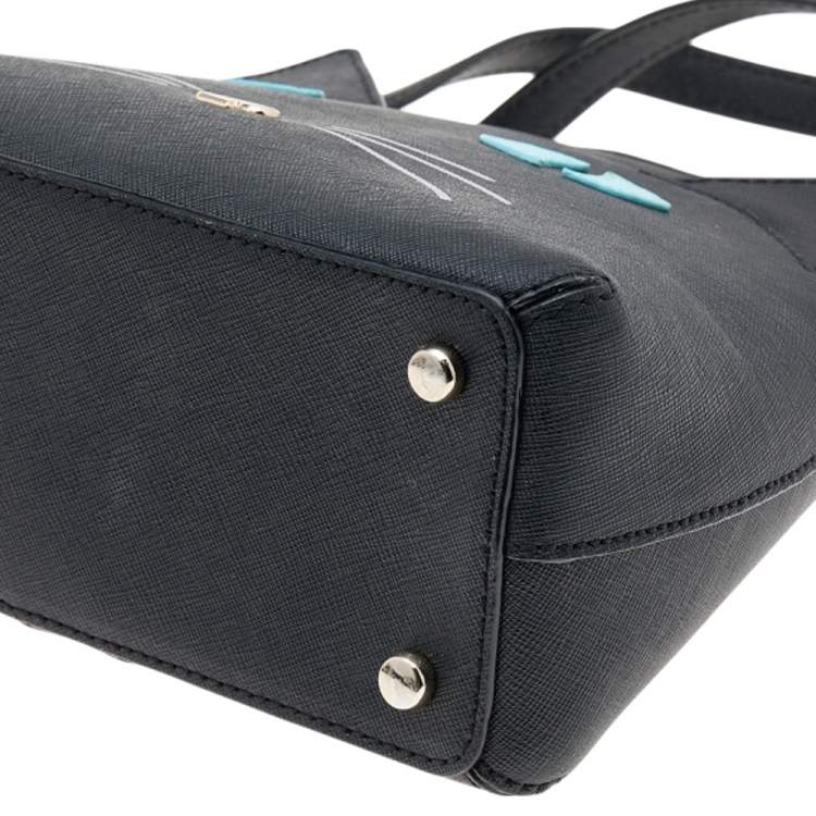 Pre Owned Kate Spade Black Leather Cat's Meow Cat Lottie Satchel