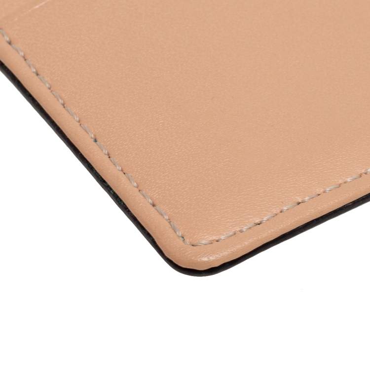 Pre Owned Kate Spade Beige/Green Leather Card Holder  