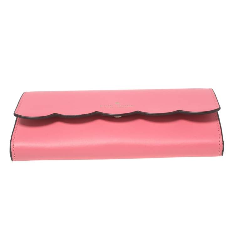 Pre Owned Kate Spade Pink Leather Gemma Scalloped Wallet on Chain