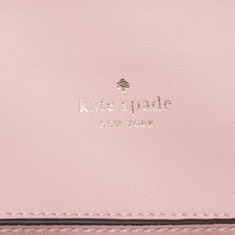 Pre Owned Kate Spade Pink Leather Gemma Scalloped Wallet on Chain