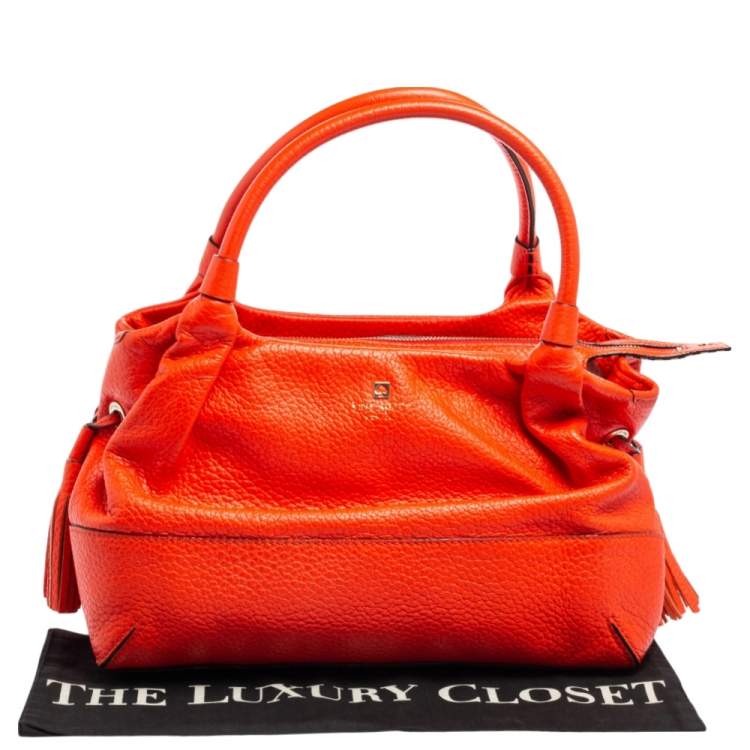 Pre Owned Kate Spade Orange Leather Stevie Southport Avenue Flame Satchel