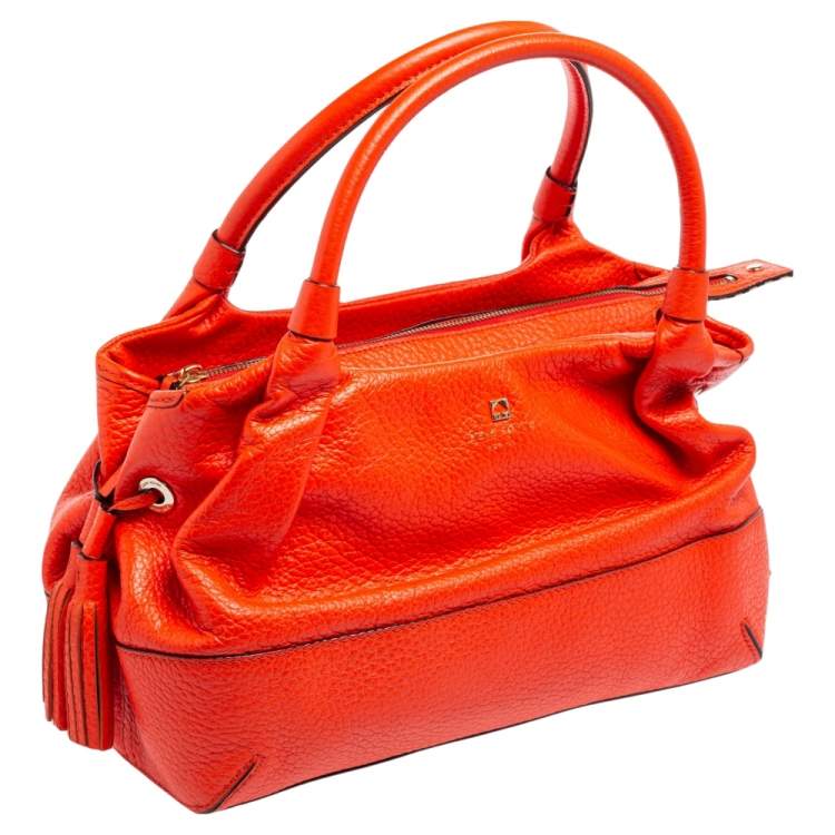 Pre Owned Kate Spade Orange Leather Stevie Southport Avenue Flame Satchel