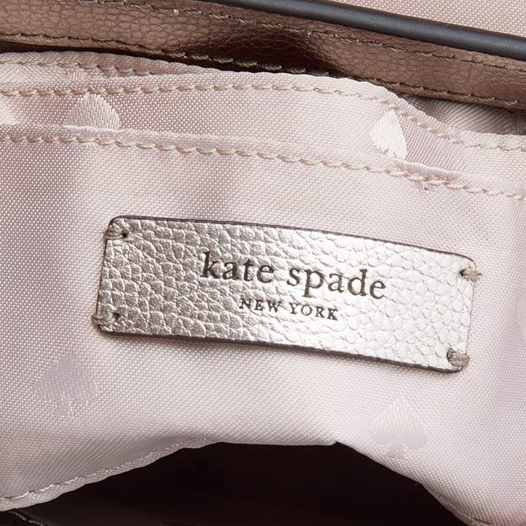 Pre Owned Kate Spade Metallic Beige Leather Mini Nora Top Handle Bag