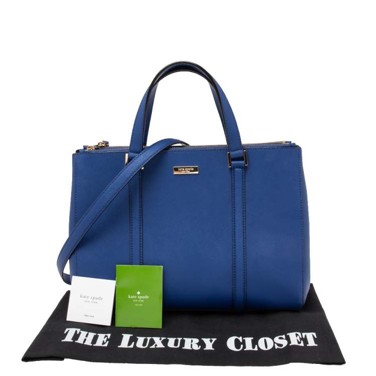 Pre Owned Kate Spade Blue Leather Mulberry Street Leighann Tote