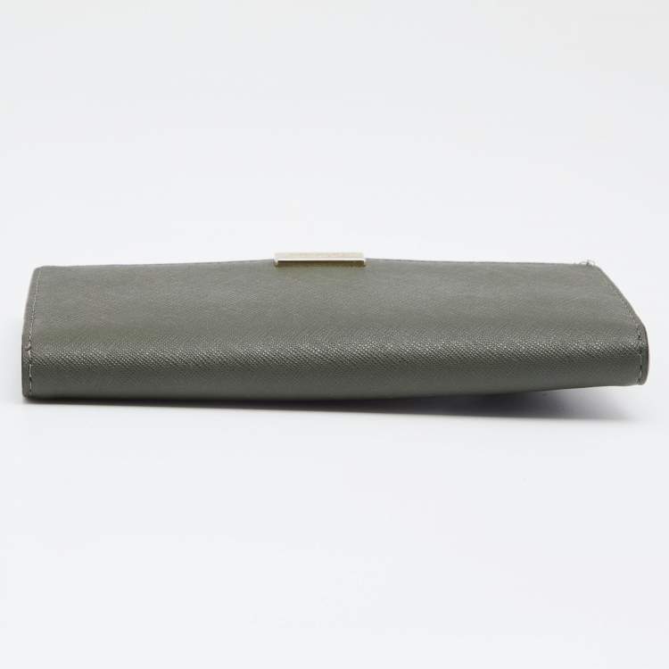 Pre Owned Kate Spade Moss Green Saffiano Leather Spencer Bifold Wallet
