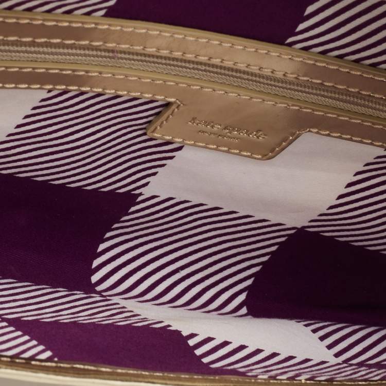 Pre Owned Kate Spade Gold/Brown Woven Rattan and Leather Turnlock Flap Long Clutch