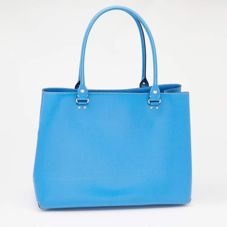 Pre Owned Kate Spade Bright Blue Leather Fallon Wellesley Tote