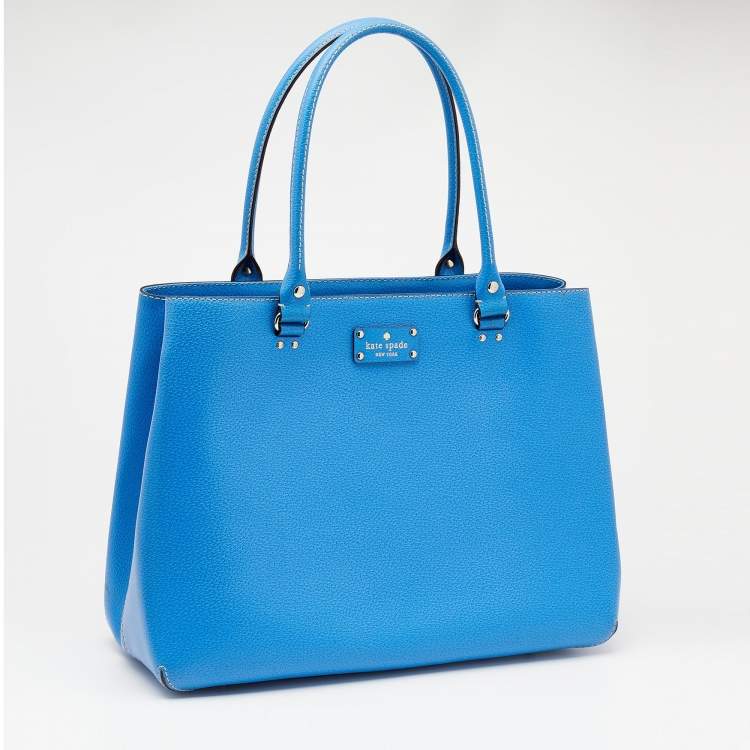 Pre Owned Kate Spade Bright Blue Leather Fallon Wellesley Tote