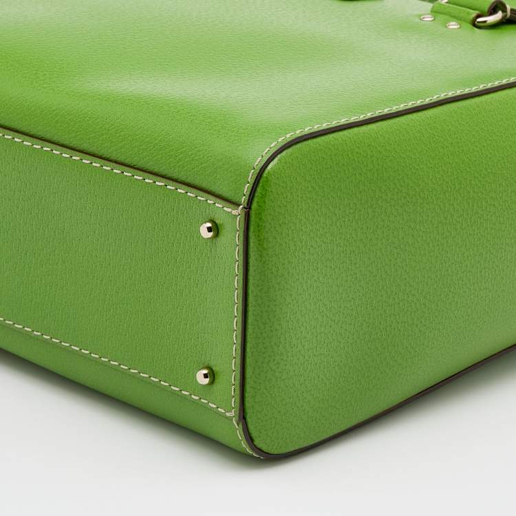 Pre Owned Kate Spade Green Leather Quinn Wellesley Tote