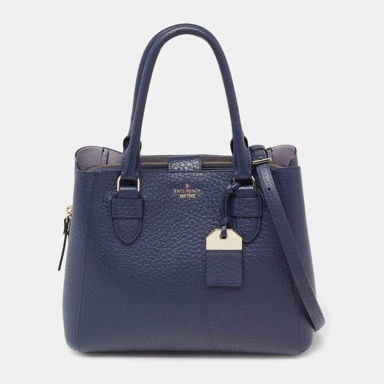 Pre Owned Kate Spade Navy Blue Leather Carter Street Devlin Tote