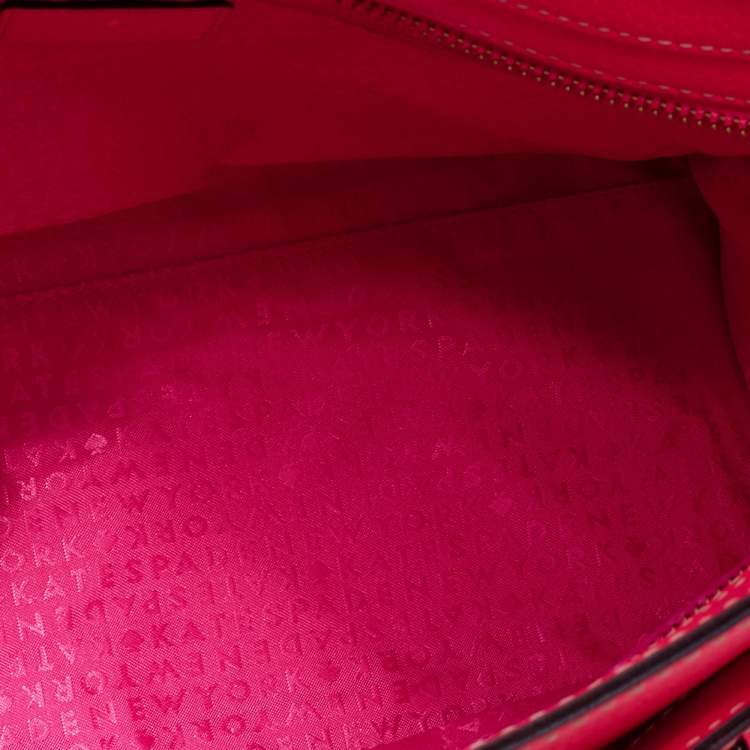 Pre Owned Kate Spade Neon Coral Pink Leather Tote