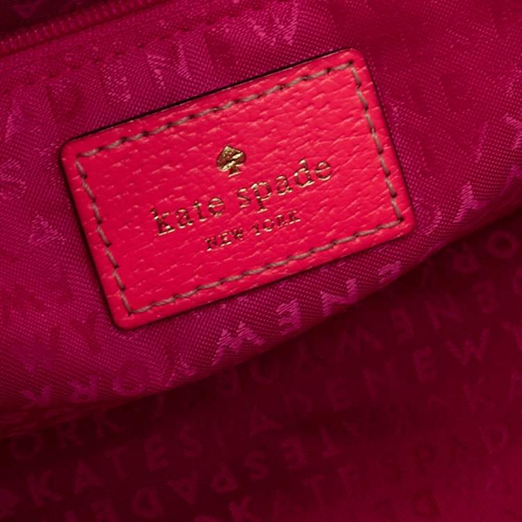 Pre Owned Kate Spade Neon Coral Pink Leather Tote