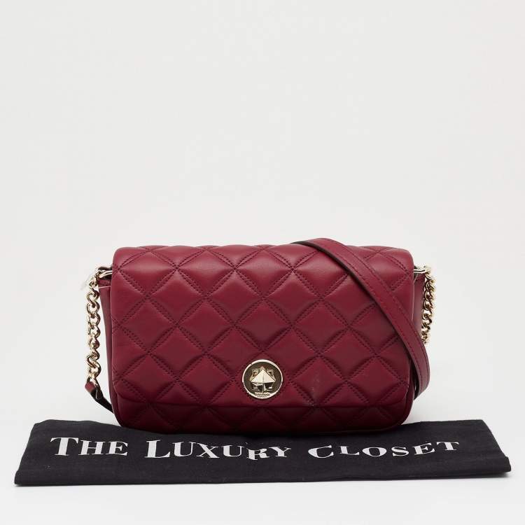 مملوكة مسبقًا Kate Spade Burgundy Quilted Leather Natalia Crossbody Bag