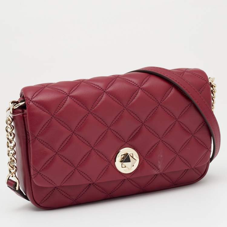 مملوكة مسبقًا Kate Spade Burgundy Quilted Leather Natalia Crossbody Bag