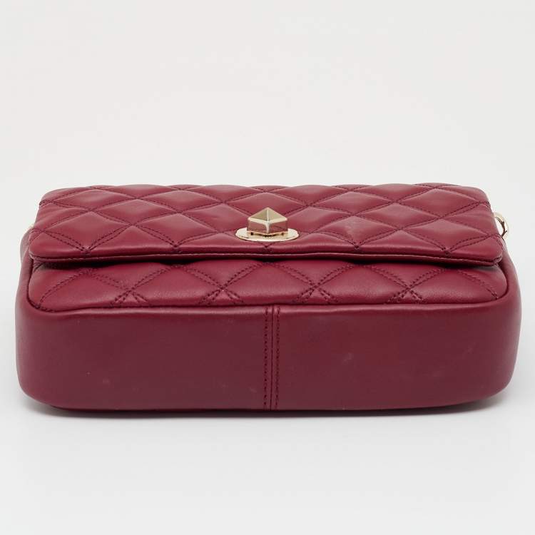 مملوكة مسبقًا Kate Spade Burgundy Quilted Leather Natalia Crossbody Bag