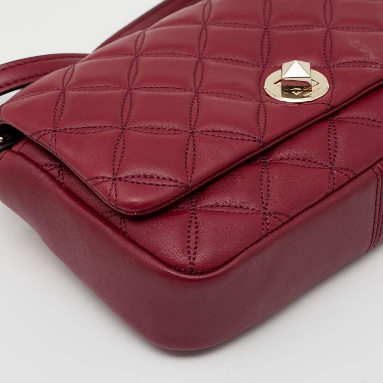 مملوكة مسبقًا Kate Spade Burgundy Quilted Leather Natalia Crossbody Bag